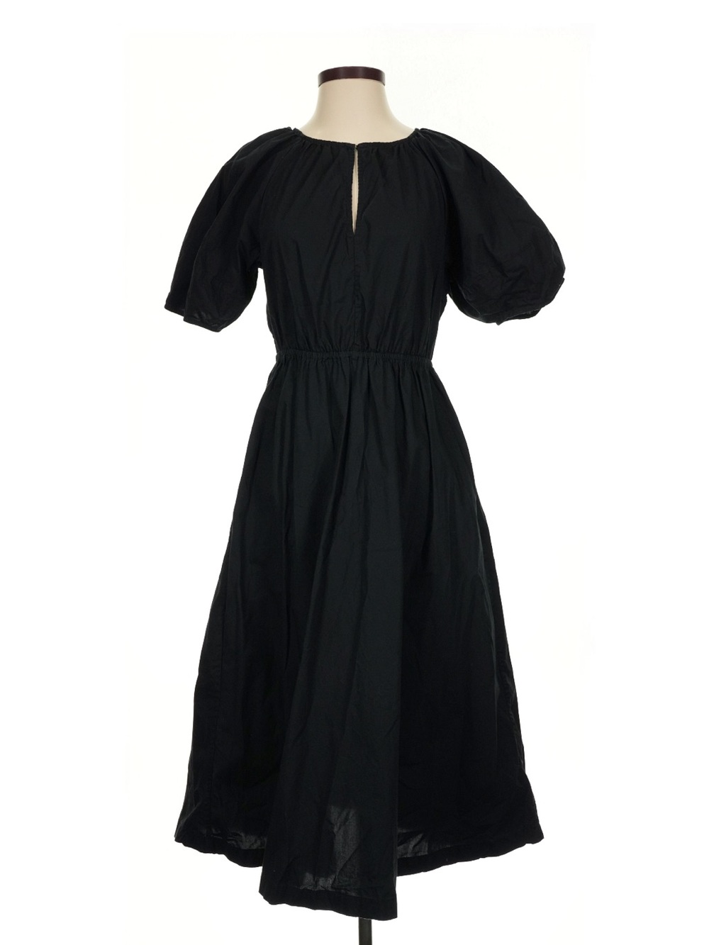GAP Black Puff-Sleeve Midi Dress